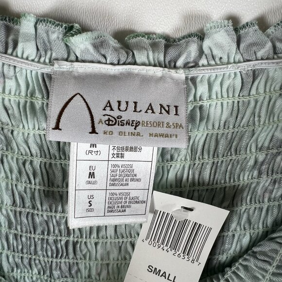 Aulani Dress Womens Small Green‎ White Hawaiian Strappy Maxi Dress Disney NWT - Picture 7 of 9